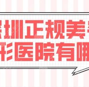 深圳正規(guī)美容整形醫(yī)院有哪些
