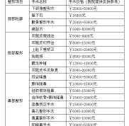 包頭麗人整形醫(yī)院價格表新版