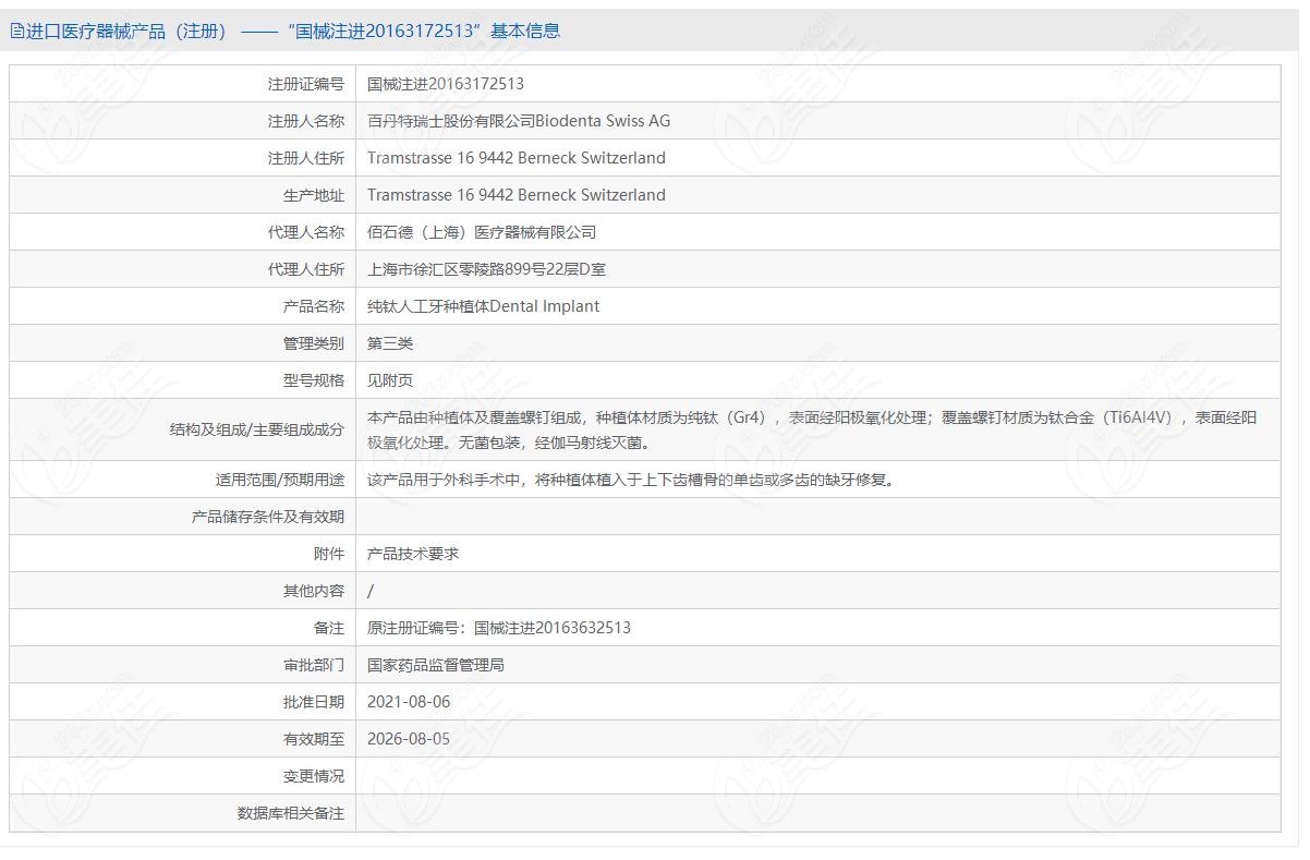 本文有瑞士百丹特biodenta种植体的型号和优缺点介绍哦