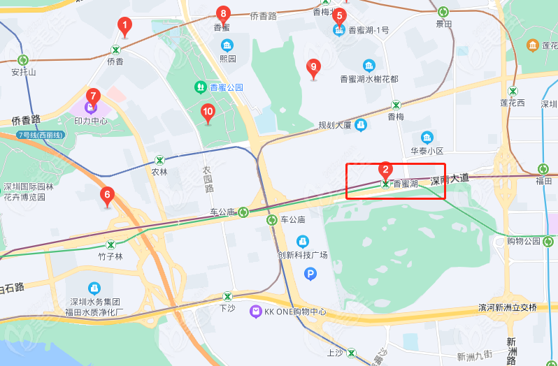 在深圳福田区香蜜湖附近的牙科门诊看牙可乘坐这些地铁到达